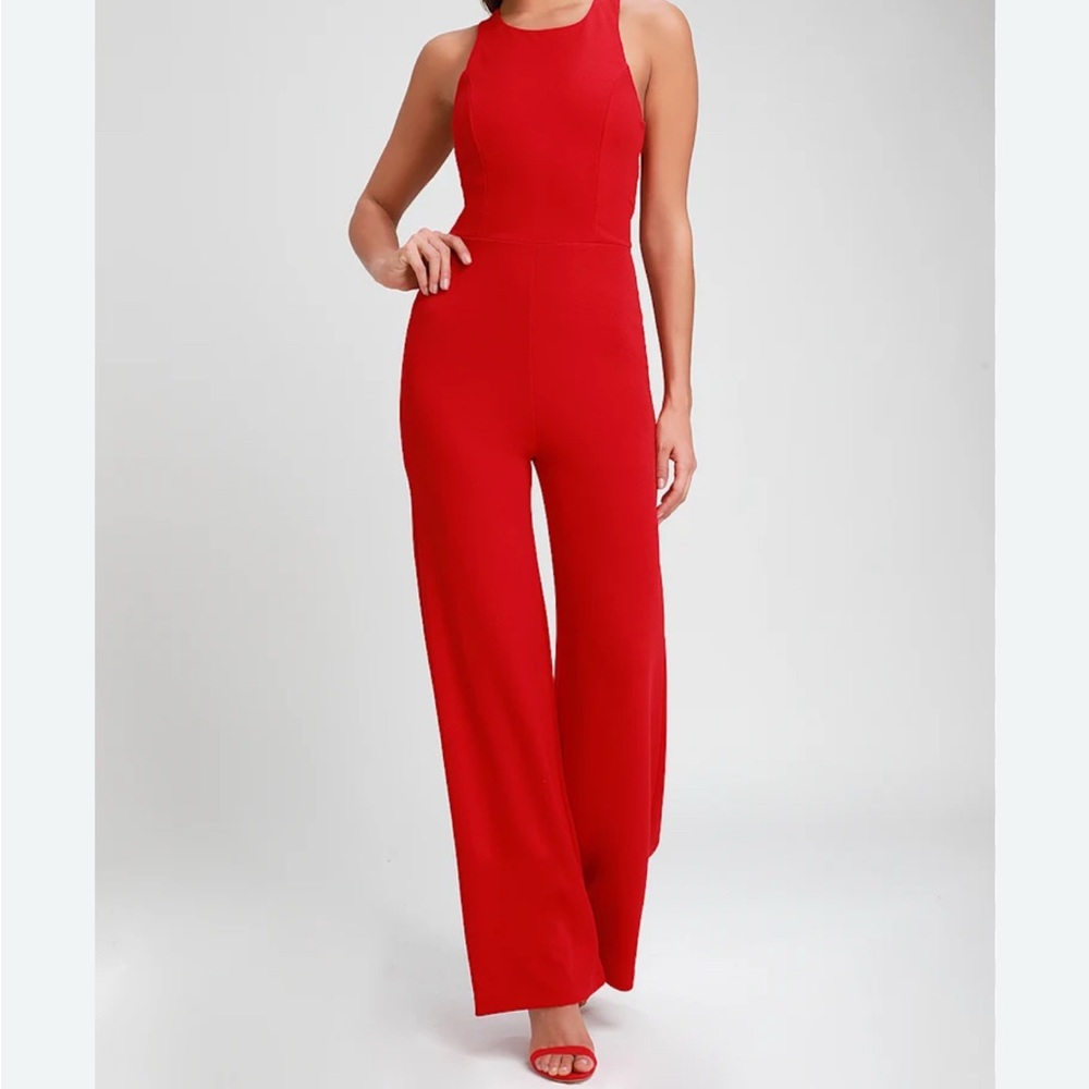 Mango Vibrant Red Halter Jumpsuit